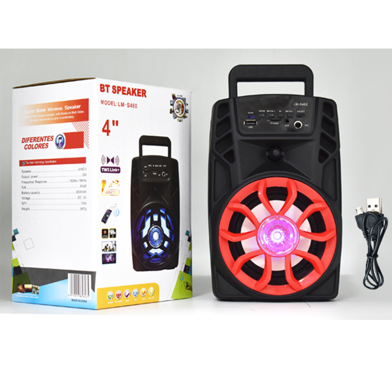 户外广场舞便携式蓝牙音响插卡k歌七彩夜灯音箱收音机工厂批发