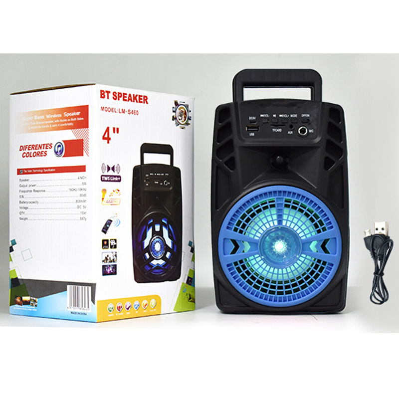 户外广场舞便携式蓝牙音响插卡k歌七彩夜灯音箱收音机工厂批发
