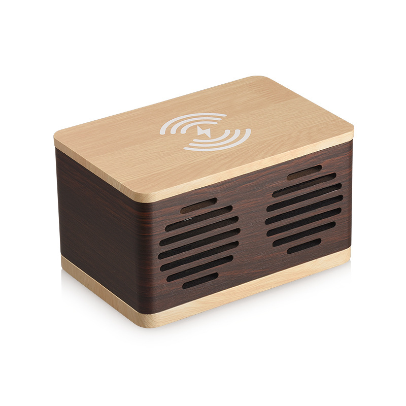 新款创意无线充蓝牙音箱木箱复古木质大功率家庭影院音响工厂批发