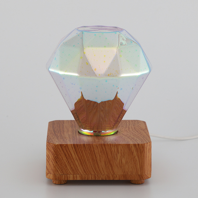 新款3d钻石玻璃小夜灯床头卧室usb插电睡眠氛围灯