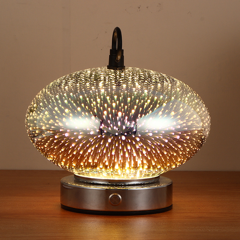 充电酒吧台灯餐桌面氛围灯工厂货源烟花流星七彩变光小夜灯