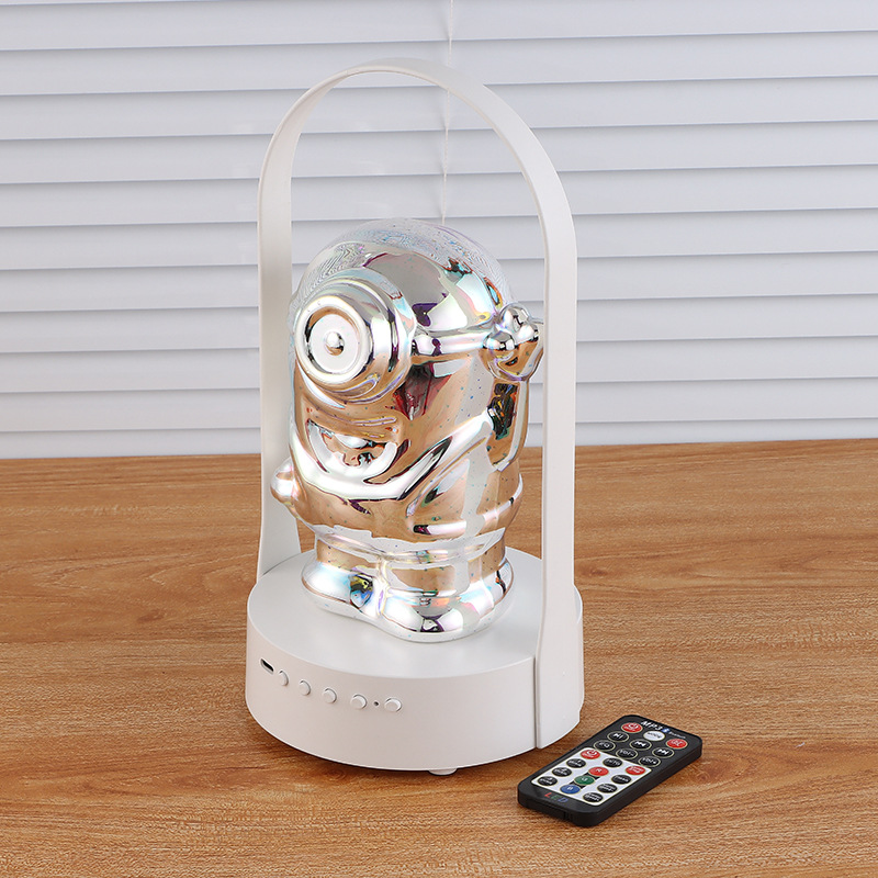 3D烟花小黄人氛围灯无线便携式蓝牙音响七彩变光手提露营灯