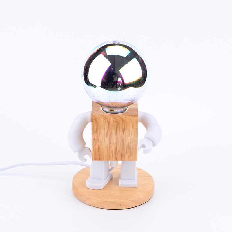 新款3d玻璃机器人木头浪漫装饰灯七彩烟花小夜灯氛围灯