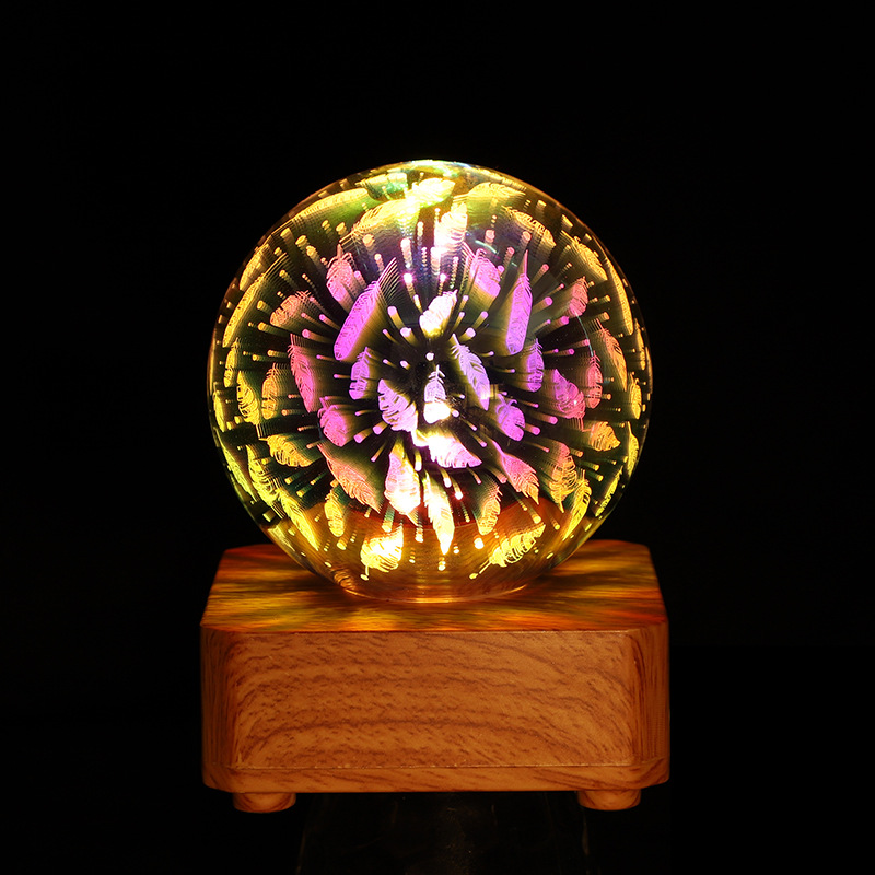 新款3d树叶玻璃小夜灯床头卧室usb插电睡眠氛围灯