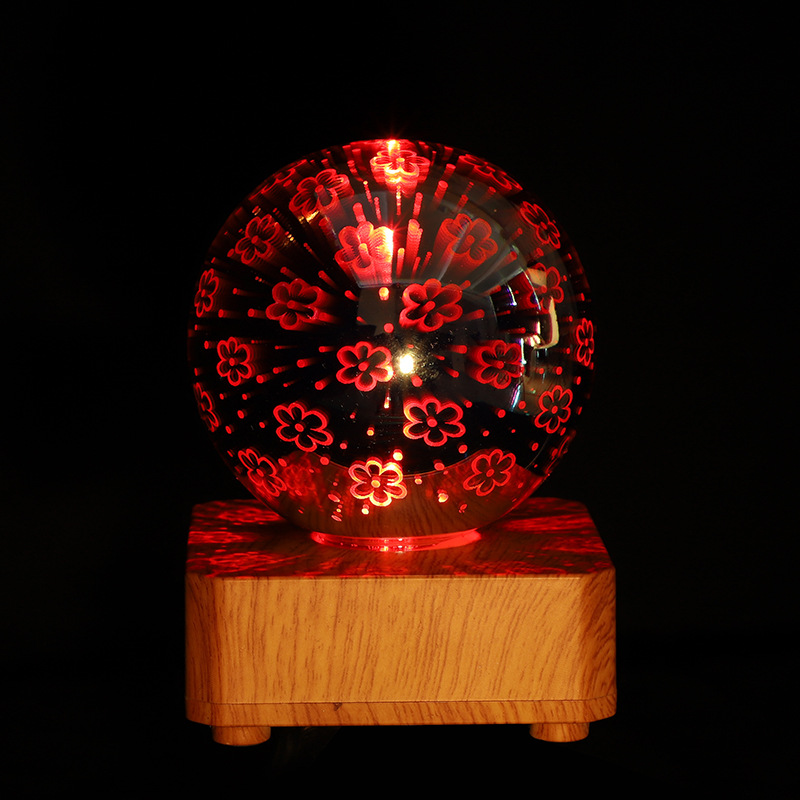 新款3d树叶玻璃小夜灯床头卧室usb插电睡眠氛围灯