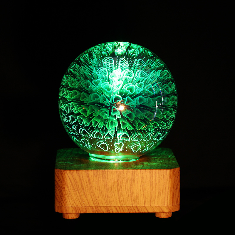 新款3d树叶玻璃小夜灯床头卧室usb插电睡眠氛围灯