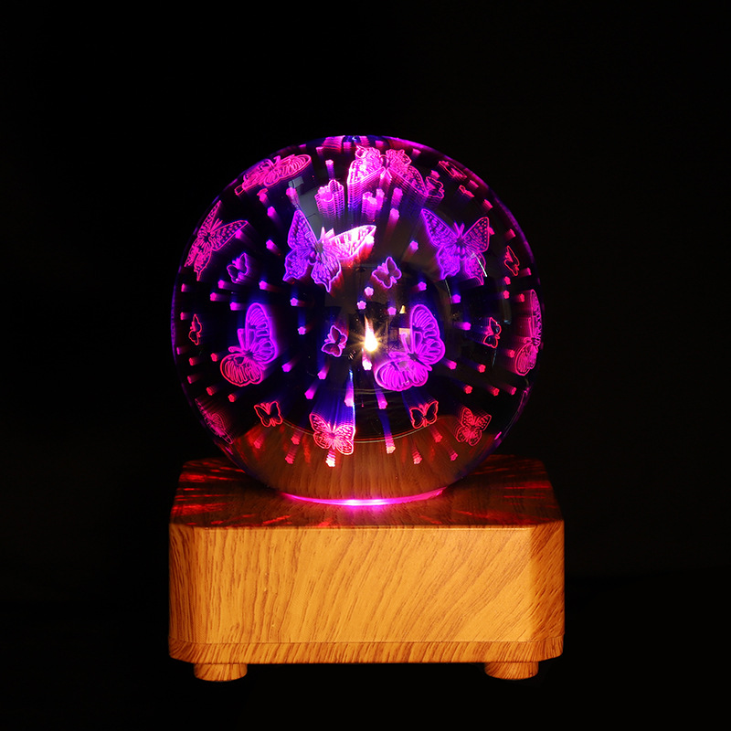 新款3d树叶玻璃小夜灯床头卧室usb插电睡眠氛围灯