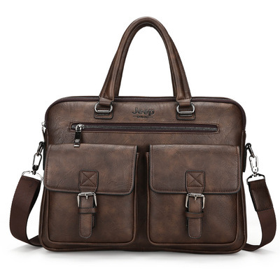 Men's handbag Business Briefcase Simple file bag Horizontal men's bag One shoulder cross body computer bag