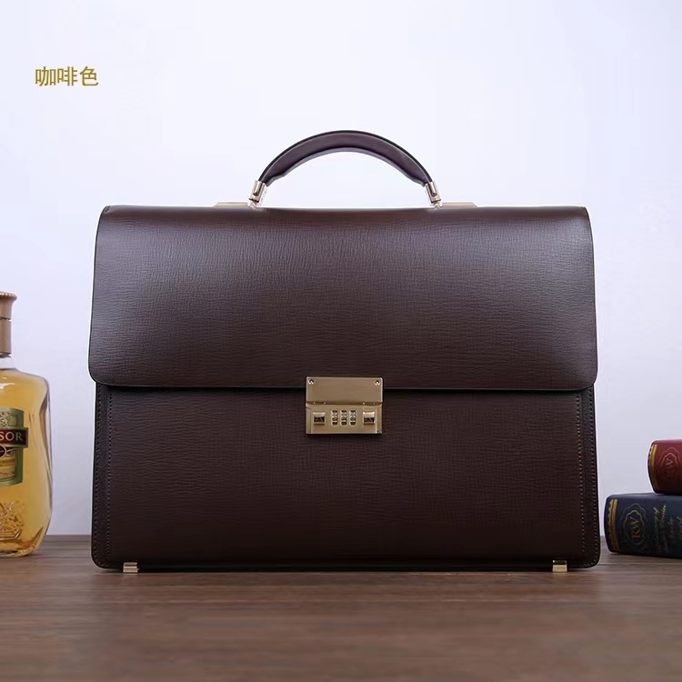 A man's briefcase for distribution Men's handbag Imported pure cowhide men's computer bag Combination lock business bag