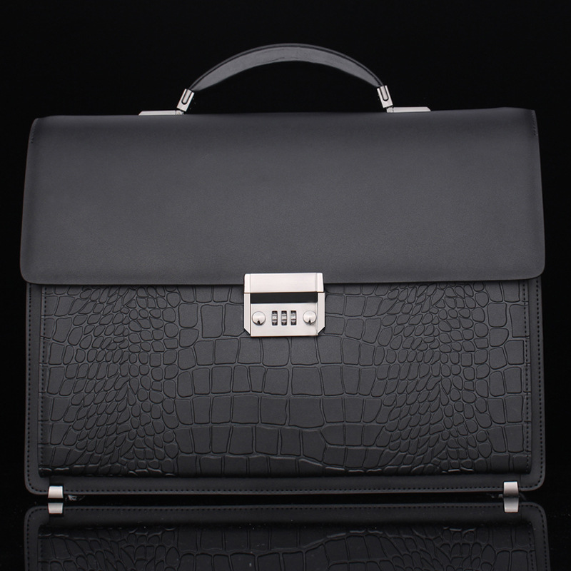 Manufacturer sells the first layer cowhide men's handbags Classic Combination lock Briefcase Popular leather men's bags