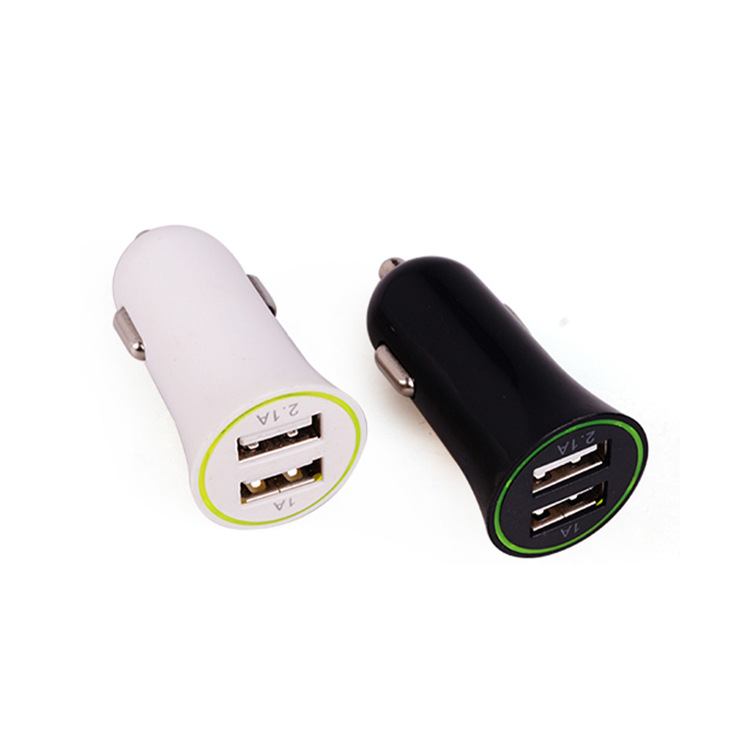 双口USB手机充电器 5V2.1A小喇叭车充 GPS车载充电头 点烟器批发