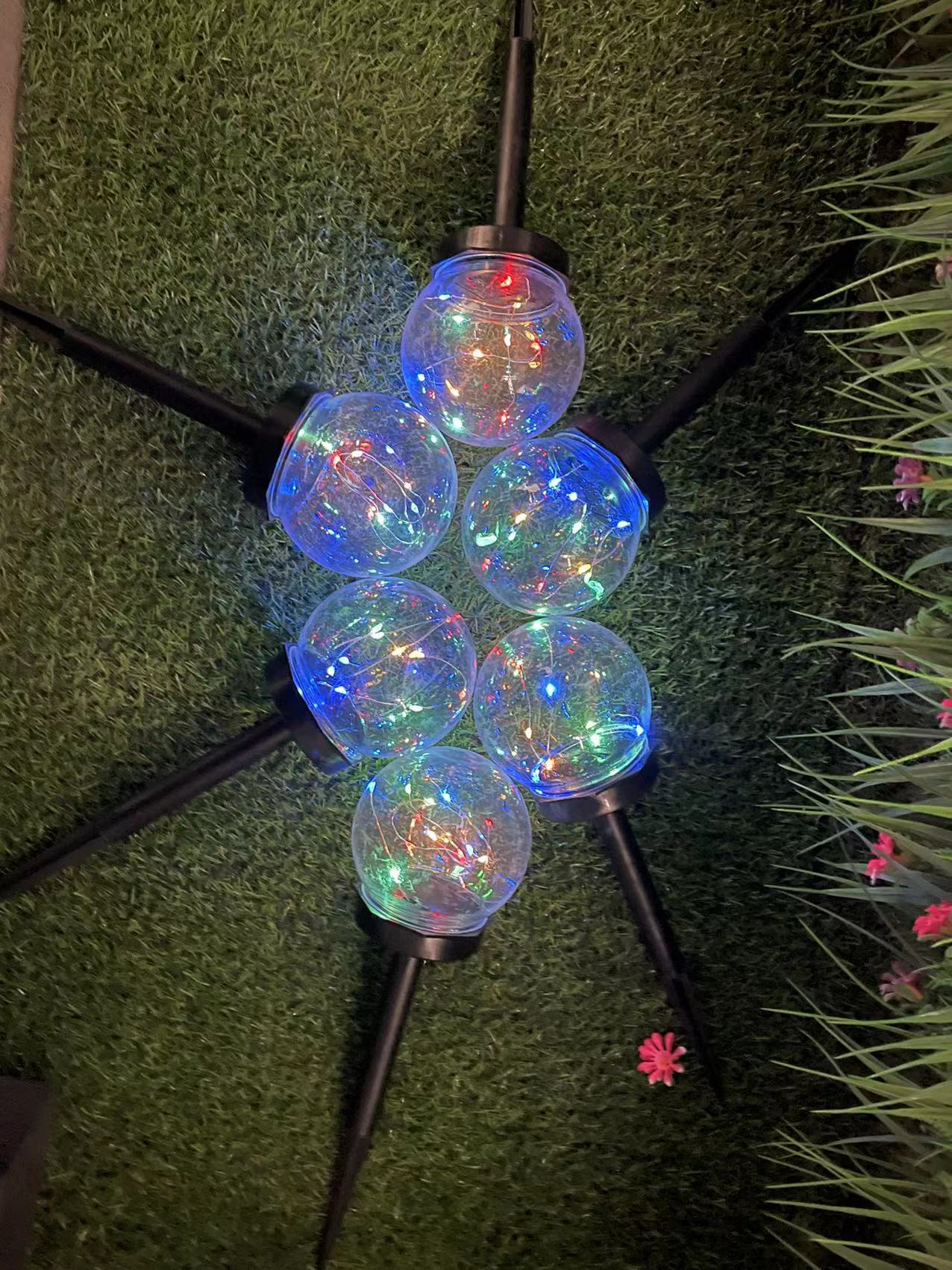 热销太阳能草坪灯户外庭园花园七彩波波球地插灯防水阳台景观灯灯