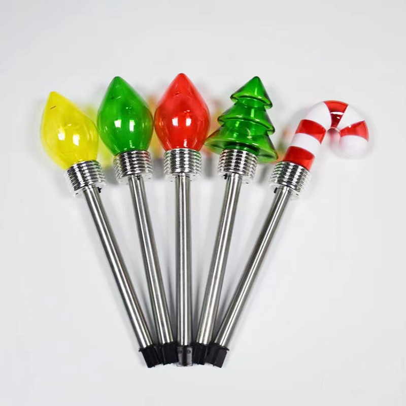 户外太阳能圣诞灯糖果色塑料草坪圣诞灯庭院太阳能氛围灯灯