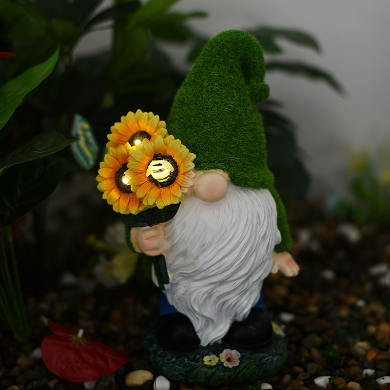 跨境创意太阳能装饰灯侏儒树脂工艺品户外花园阳台小矮人工艺摆件