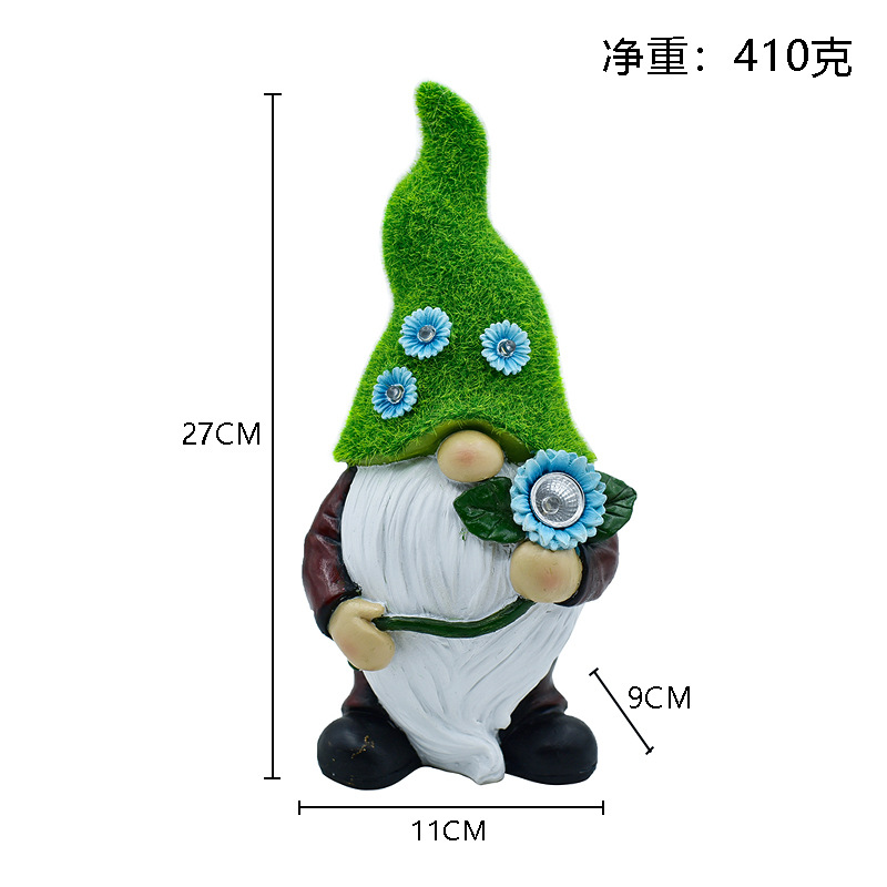 跨境创意太阳能装饰灯侏儒树脂工艺品户外花园阳台小矮人工艺摆件