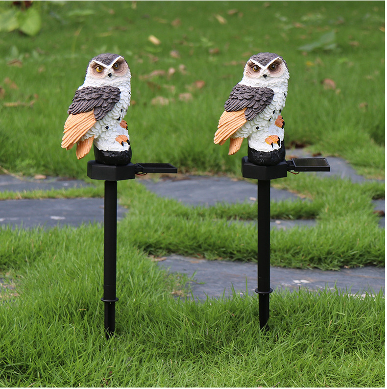 跨境太阳能仿真猫头鹰地插灯户外防水庭院灯花园草坪景观装饰灯