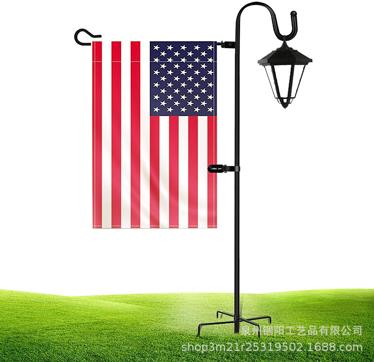 跨境铁艺防锈加固旗杆牧羊钩草坪花园旗地插双面悬挂钩可拆卸挂钩