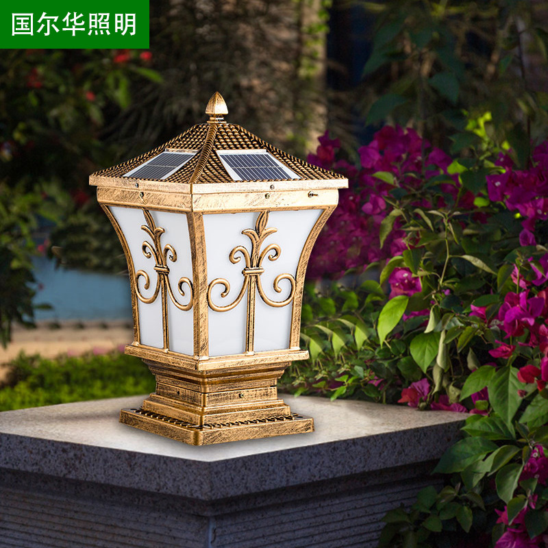 一件代发压铸铝太阳能剑花柱头灯欧式庭院小区工程围墙灯厂家直销