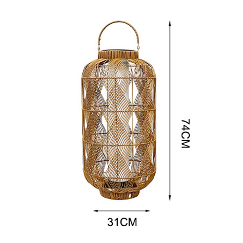 藤艺落地灯LED太阳能PE滚塑露天阳台户外藤编庭院灯美式复古欧式