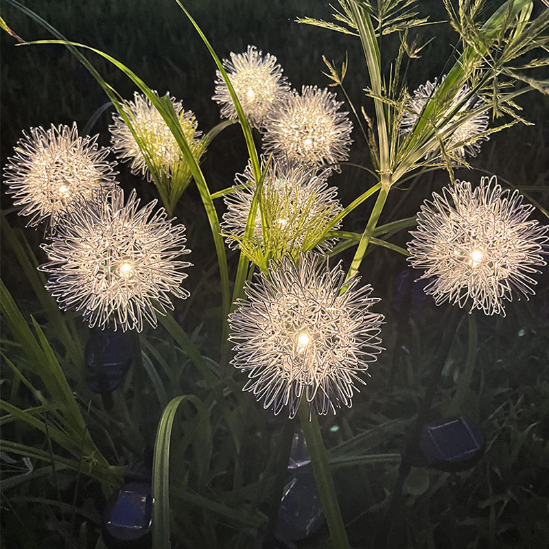 厂家供应led太阳能铝线球蒲公英灯户外别墅装饰庭院地插灯草坪灯