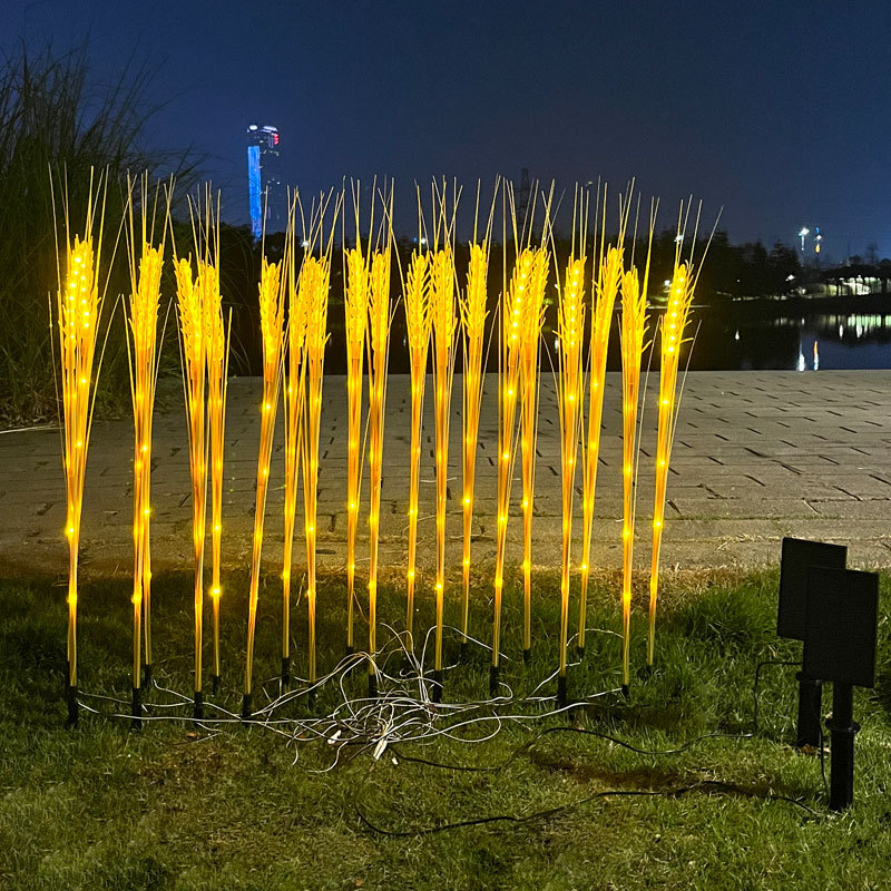 新款led太阳能发光杆麦穗灯一拖十太阳能地插灯庭院花园装饰灯