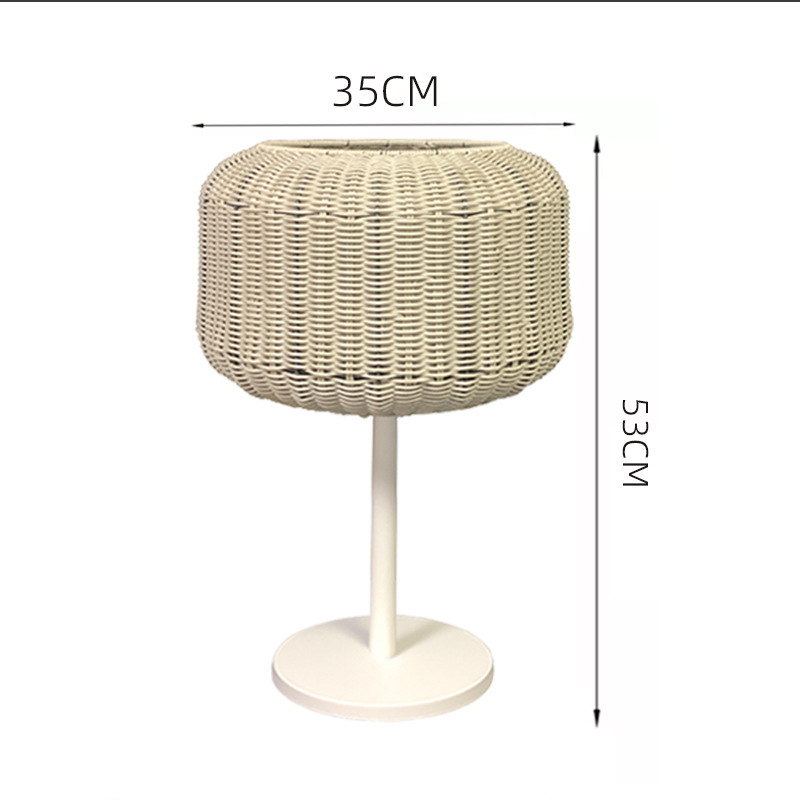 2023太阳能户外藤编落地灯手编灯笼藤艺防水PE滚塑简约民宿茶室灯