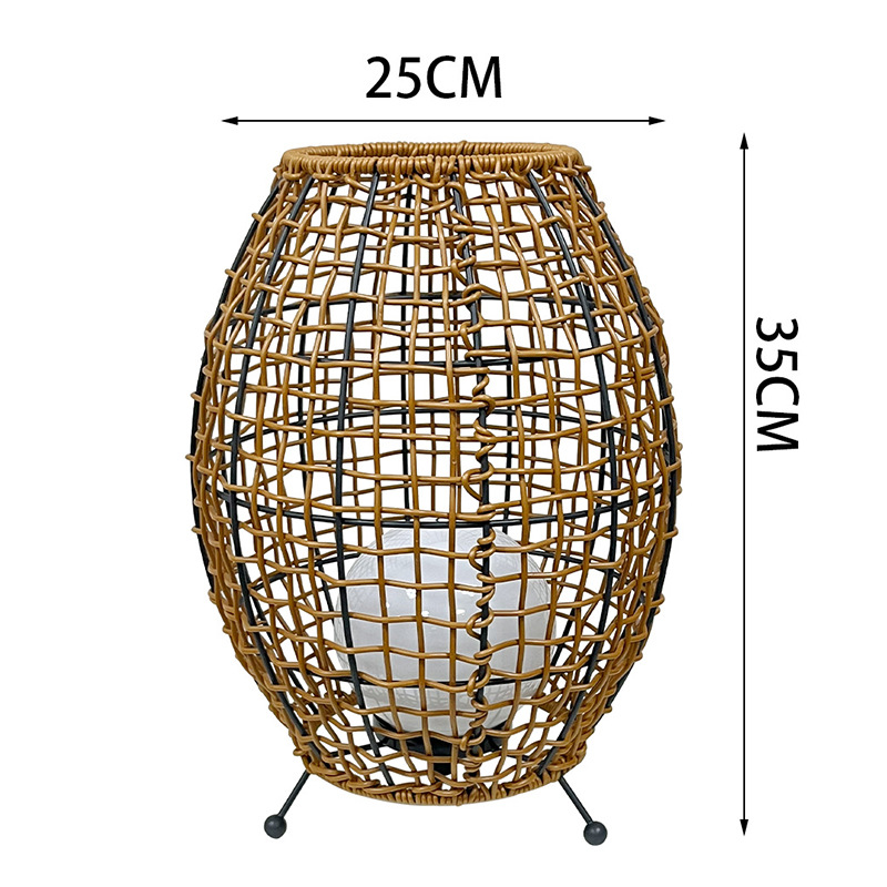 2023手工藤编太阳能灯庭院灯户外防水简约田园风民宿茶室PE滚塑藤