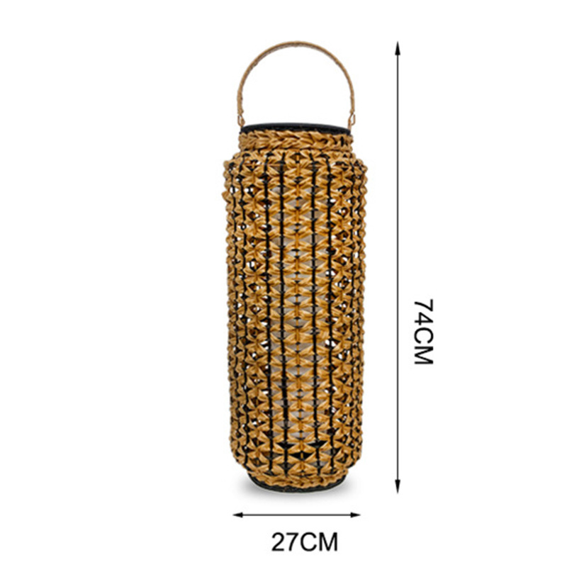 复古庭院落地灯手工藤编太阳能灯藤灯中日式简约餐厅民宿田园茶室