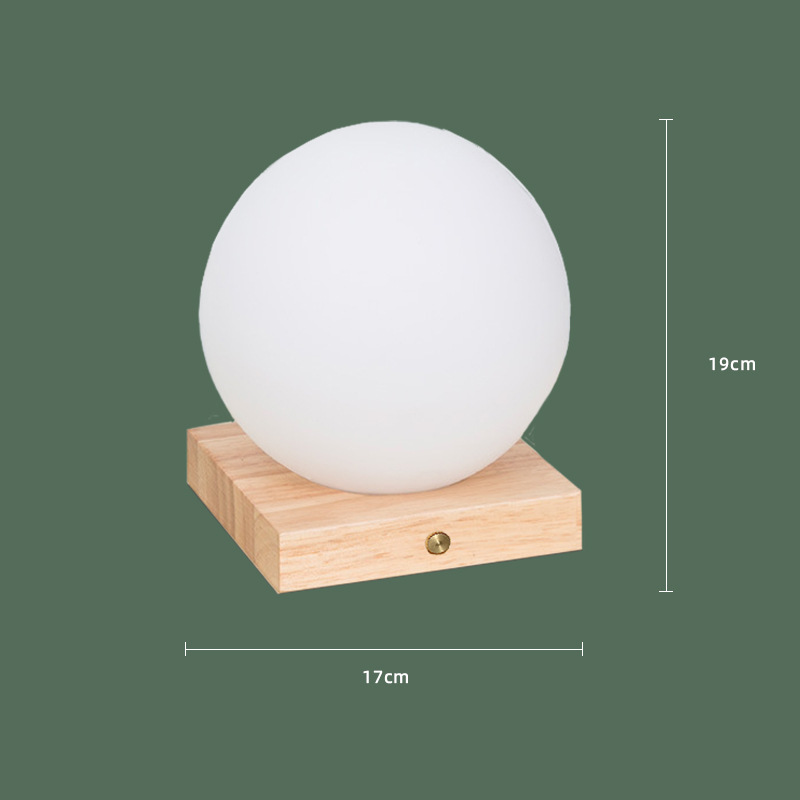 厂家直供北欧圆球台灯跨境亚马逊爆款桌面装饰氛围灯触碰实木底座
