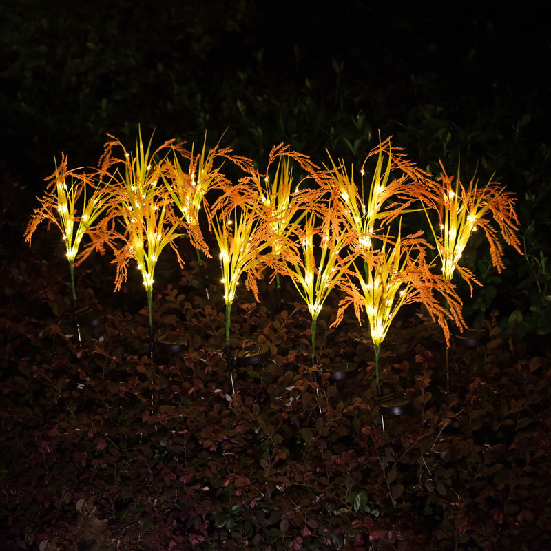 厂家批发led太阳能发光杆10头水稻灯庭院公园太阳能仿真麦子插地灯