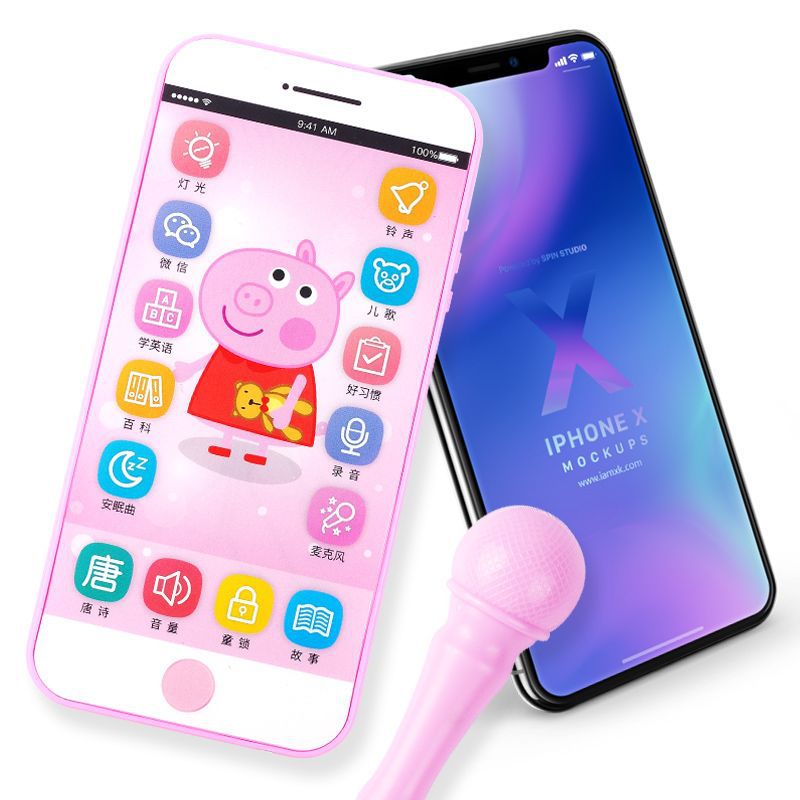 可充电可咬儿童玩具手机仿真触屏婴幼儿早教音乐手机苹果X学习机