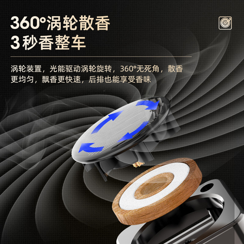 太阳能车载香水汽车香薰金属仿古留声机香水车用固体精油香薰摆件