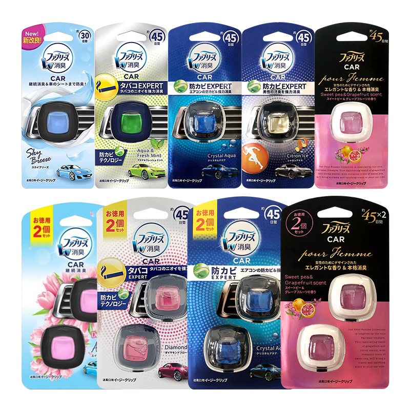 日本宝洁车载香水空气清新剂风倍清汽车空调出风口去味香薰60日