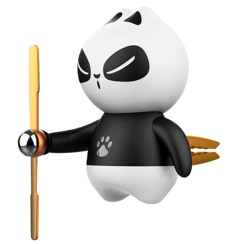 车载出风口香水车用香薰汽车香膏车内卡通公仔百变功夫熊猫风扇