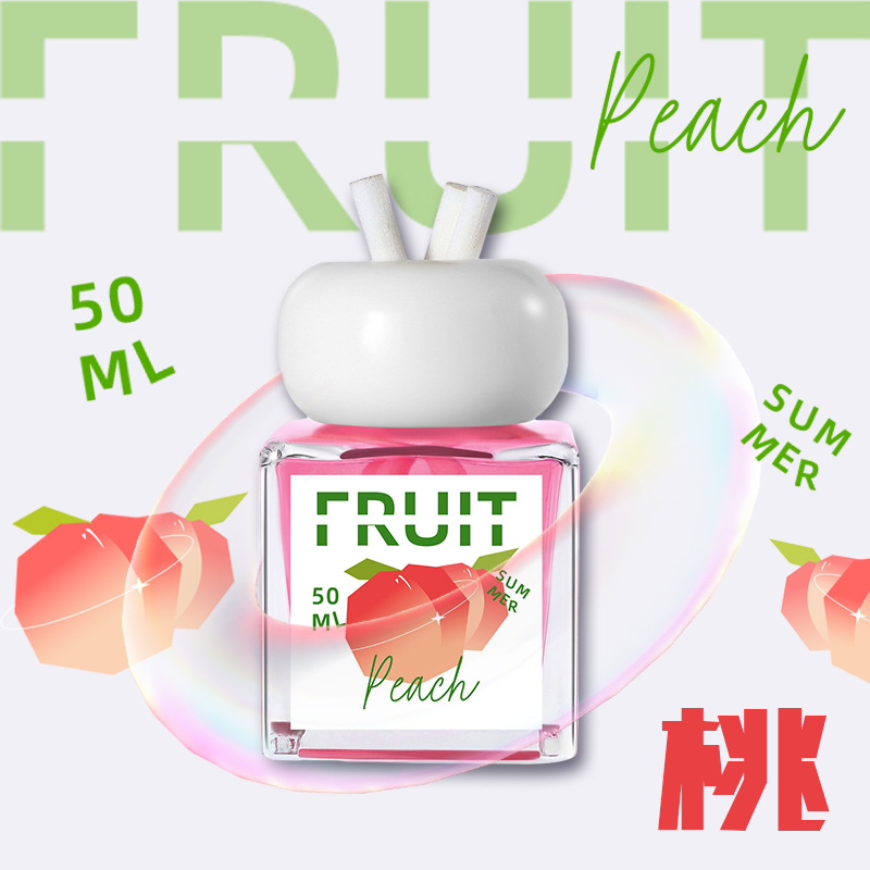 趣味潮玩车载香薰桃子草莓味持久汽车香水摆件车内香氛厂家批发