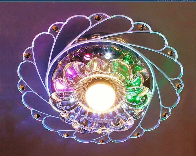 创意led水晶过道灯七彩走廊射灯个性门厅入户玄关灯客厅吊顶筒灯