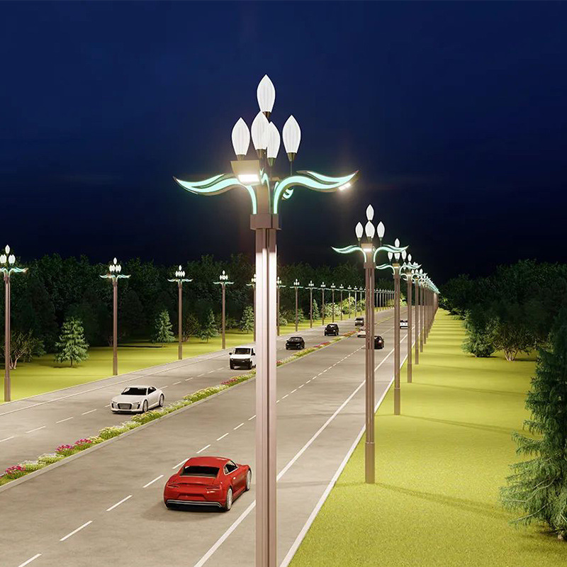 华威特供应户外景观灯园林灯景区圆柱双头景观路灯飞鹅造型道路灯