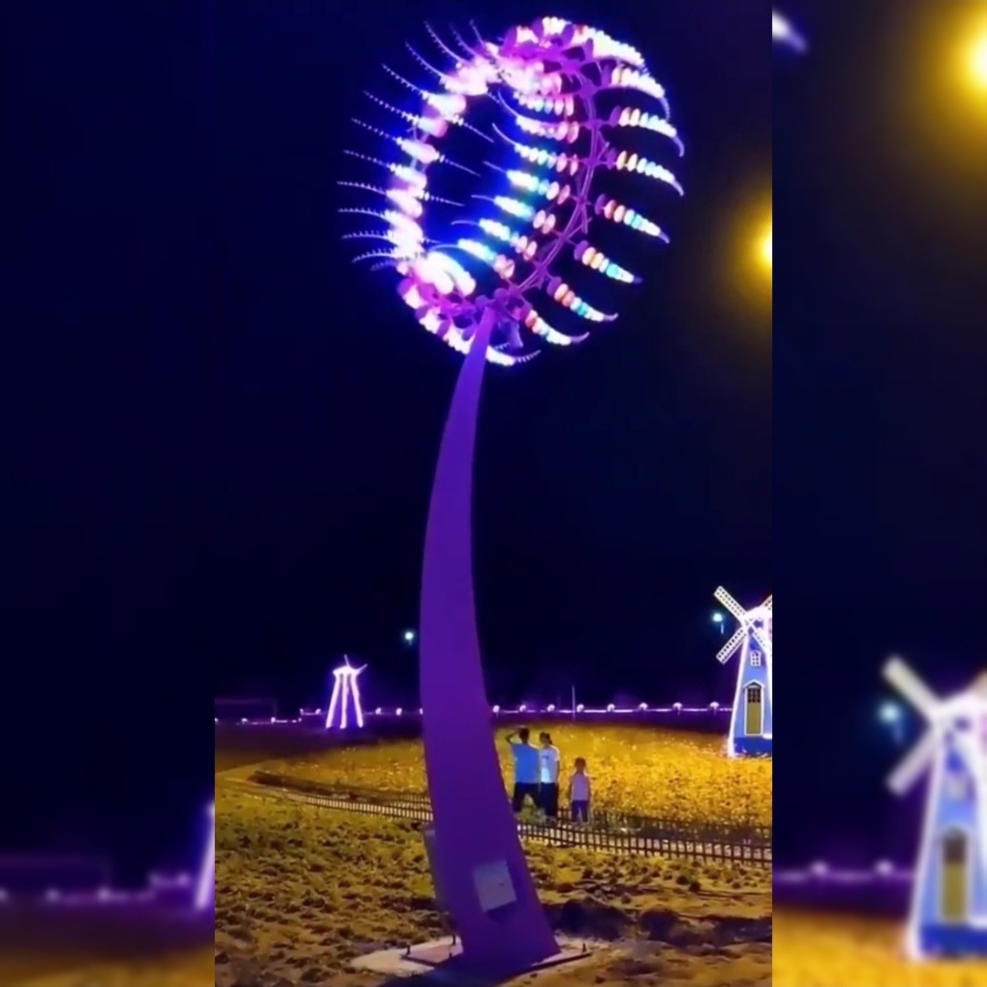 风动雕塑景观灯大型不锈钢造型景观灯 户外广场公园灯光节变色灯