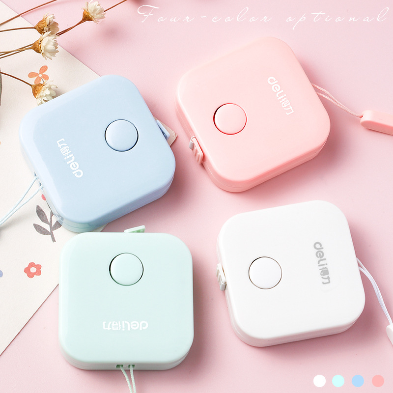 得力79650迷你小皮尺皮卷尺量三围身高随身便携软尺双刻度糖果色