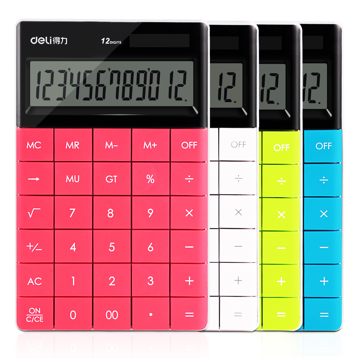Deli 1589 Calculator Pushbutton Office Business Colorful Portable Computer Dual Color