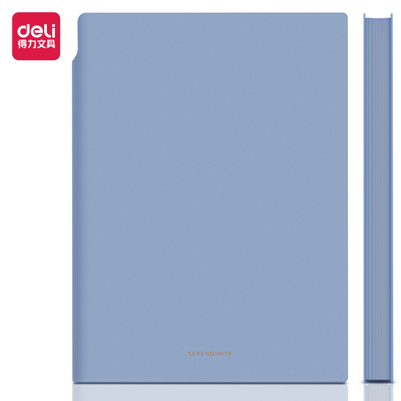 Deli/得力22290莫兰迪色系U形可插笔记事本彩色软皮面本日记本笔