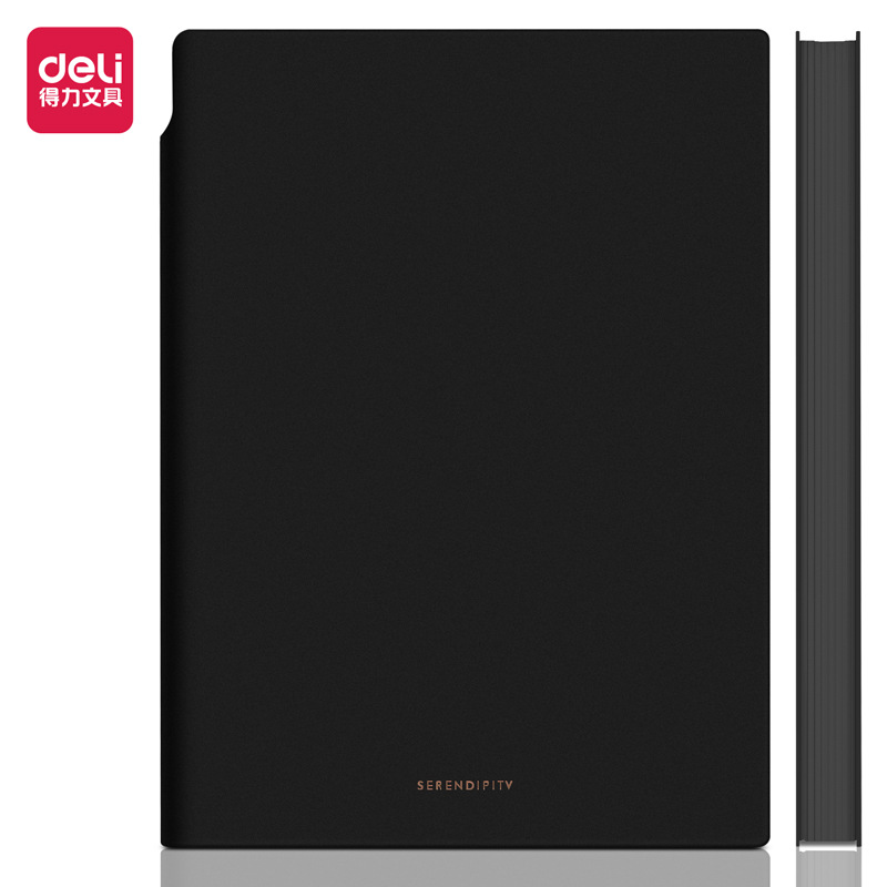 Deli/得力22290莫兰迪色系U形可插笔记事本彩色软皮面本日记本笔
