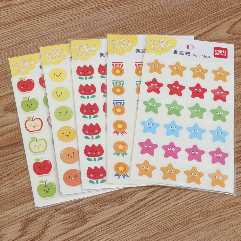 得力25910奖励贴纸 小红花儿童幼儿园小学生笑脸表扬贴儿童自律表