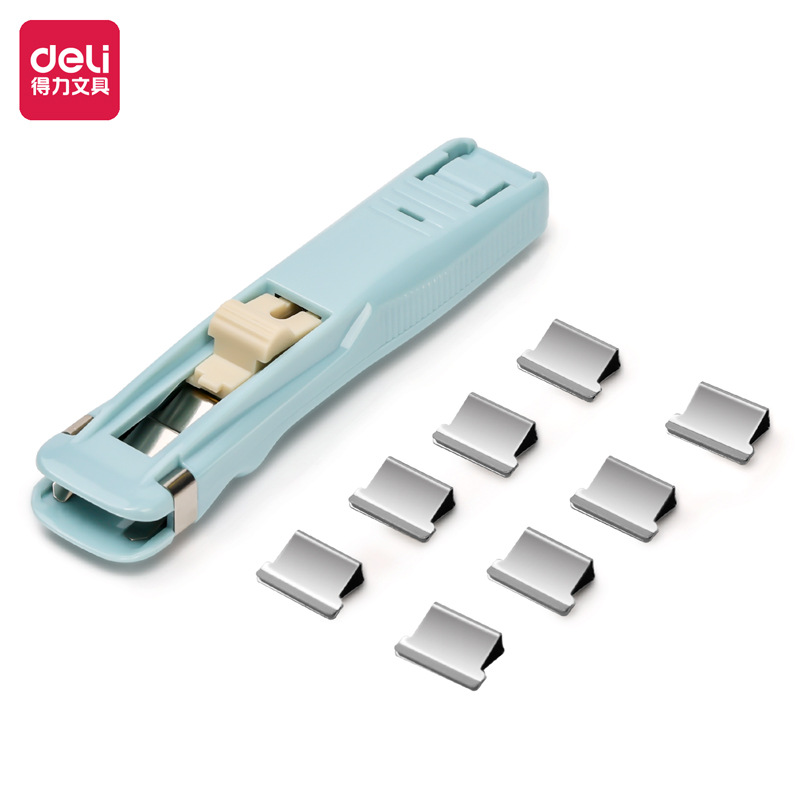 得力8591F推夹器 送8枚补充夹轻松装夹纸学生办公资料试卷夹