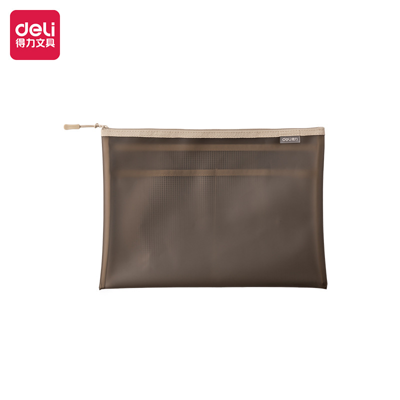 得力TPU拉链袋批发 A4文件袋拉链袋孕检资料试卷收纳袋透明网格袋