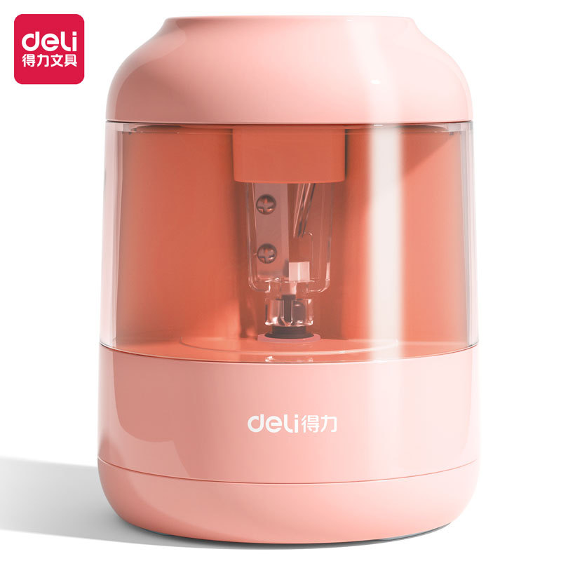 得力68670电动卷笔刀 钨钢刀片可换芯儿童多笔杆省力削笔刀批发