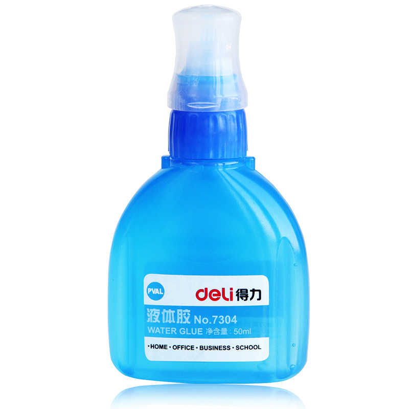 得力7304手工液体胶水 50毫升液体胶 办公强力胶水 带刷头50ml