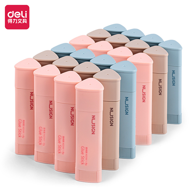 得力纽赛三角形固体胶8g/13g固态胶棒学生办公手工高粘度胶水批发