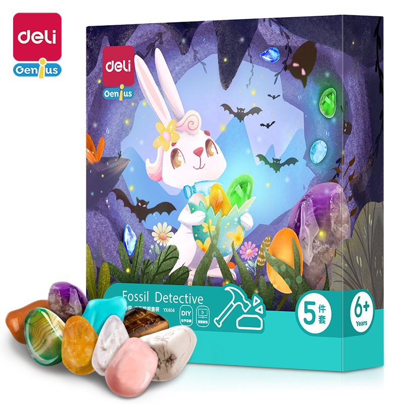 Deli Dinosaur Fossil Archaeological Excavation Toy Set for Children's Handmade DIY Making T-Rex Triangle Keel Frame