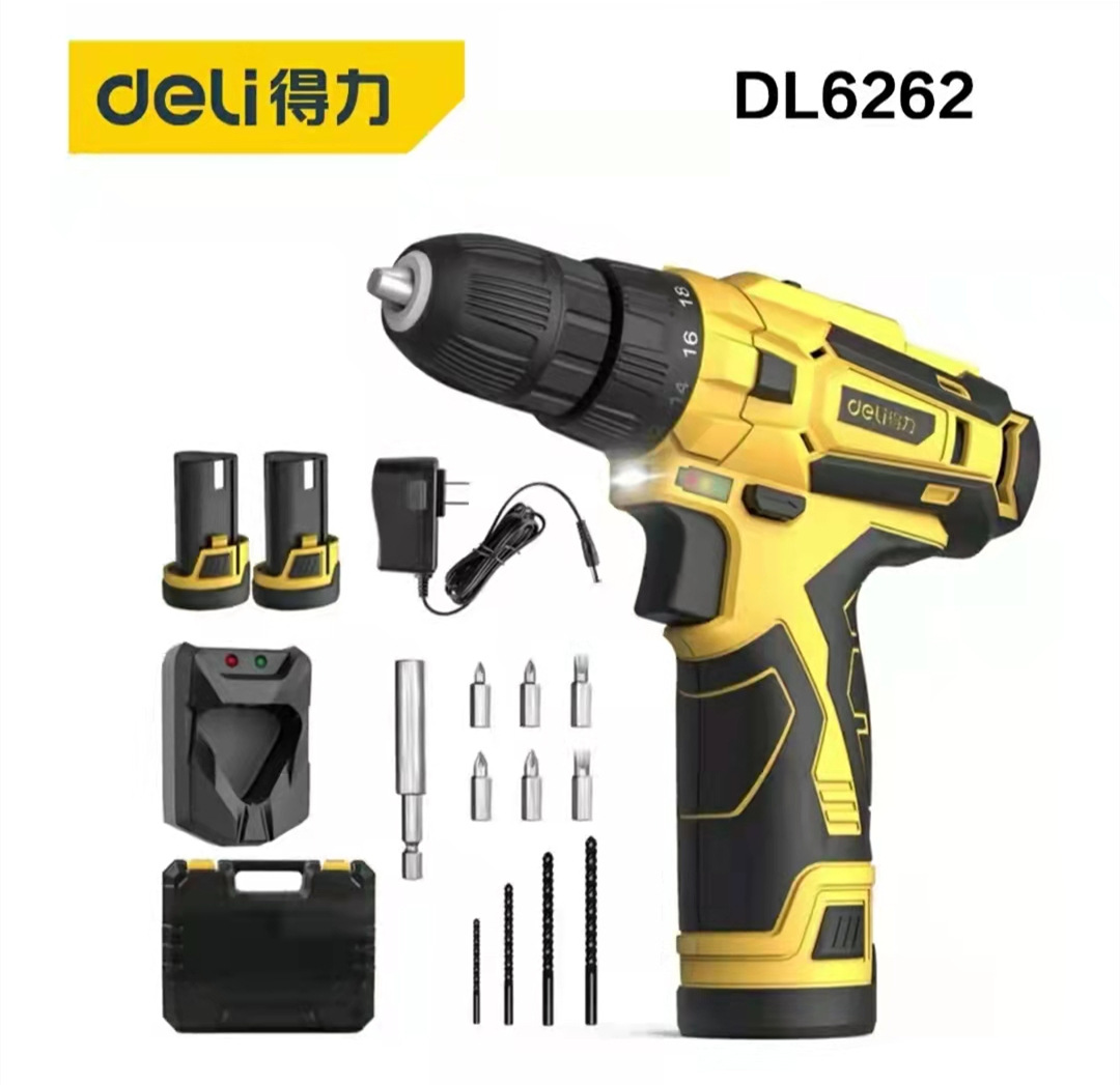 Deli rechargeable screwdriver, lithium electric hand drill, household 20V wireless five level variable speed decoration, furniture decoration wholesale